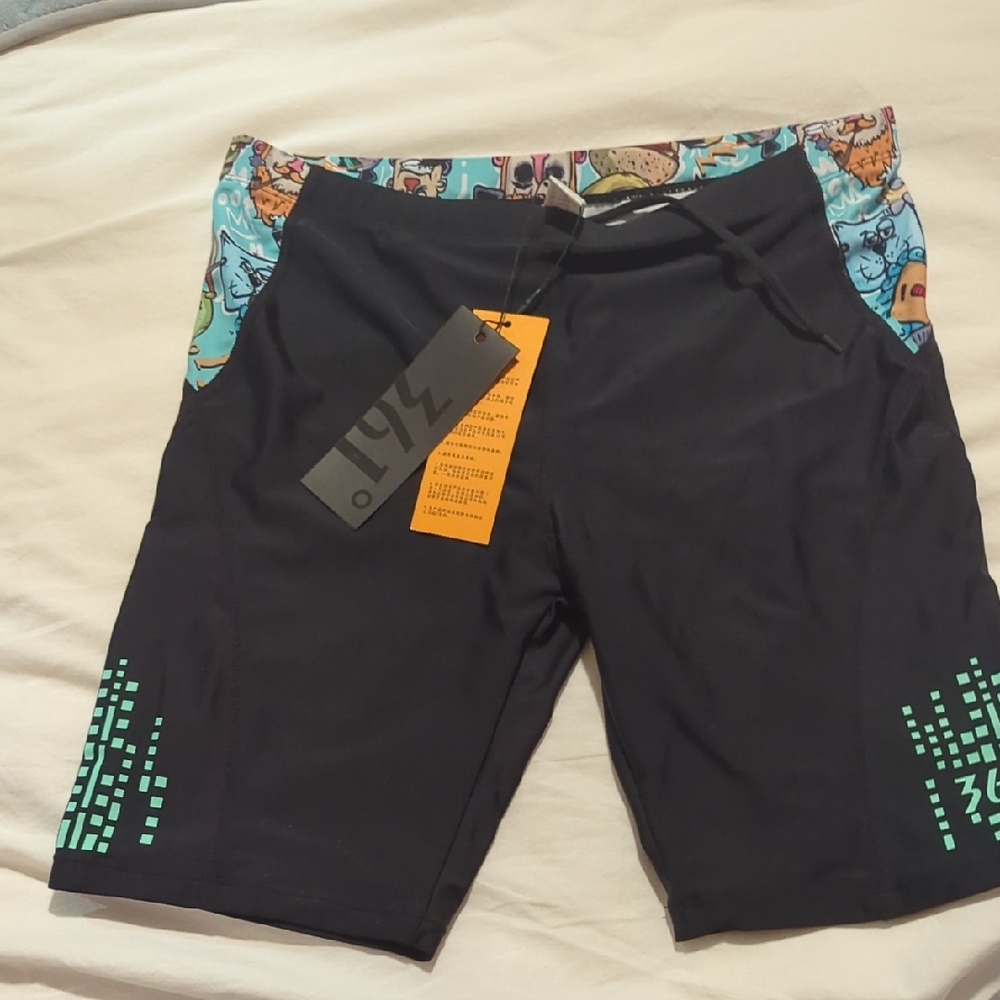 Men's Black and Blue Swim Jammers